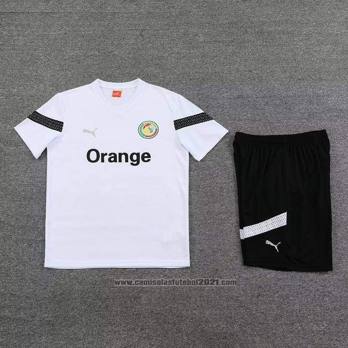 Fato de Treino Senegal Manga Curta 2023-2024 Branco - Calcas Curta